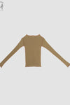 BASERANGE Ribbed Long Sleeve Top T-Shirt TTVL Collection France BAS-TTVL-RB-AU24-FCZ Emerald Brown